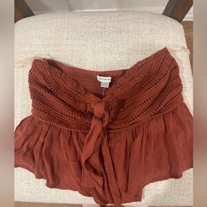 Burnt Burgundy Crochet Strapless Crop Top